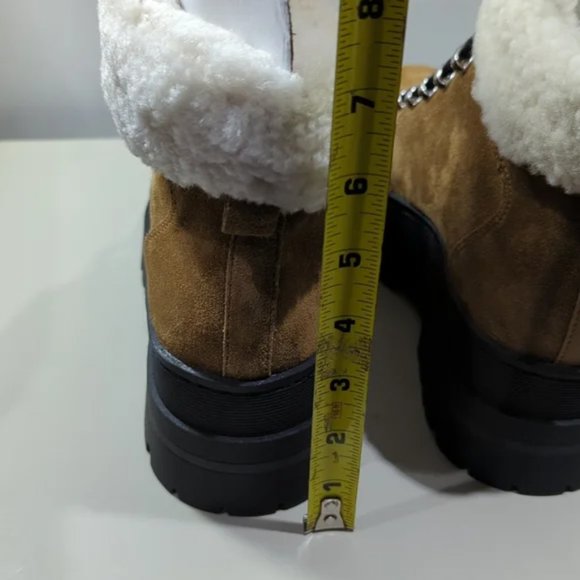 BNIB Marc Fisher Pierson Hiking/Moto Platform Warm Faux fur Boot Tan (Natural) - Picture 5 of 7